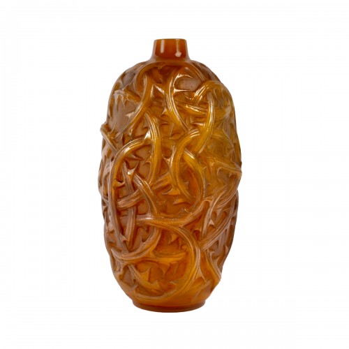 1921 René Lalique - Vase Ronces butterscotch patiné gris