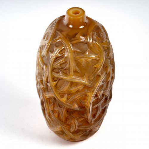 1921 René Lalique - Vase Ronces butterscotch patiné gris - Verrerie, Cristallerie Style Art nouveau