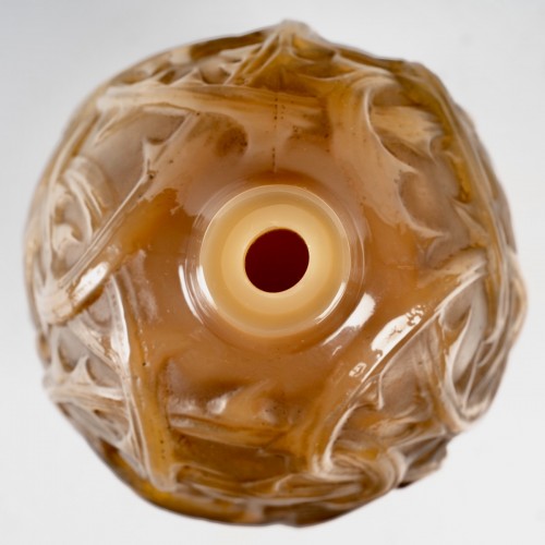 Verrerie, Cristallerie  - 1921 René Lalique - Vase Ronces butterscotch patiné gris