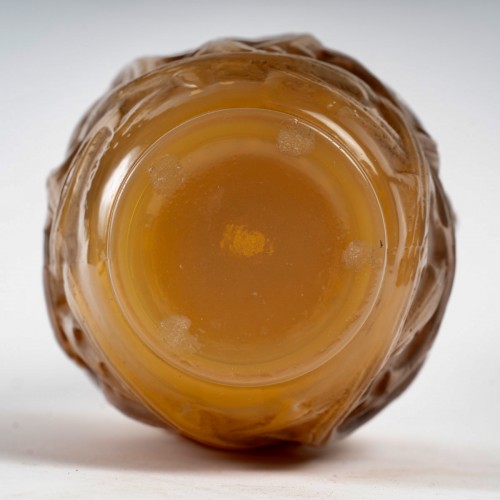 1921 René Lalique - Vase Ronces butterscotch patiné gris - BG Arts