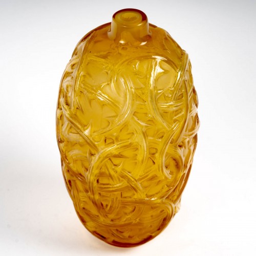 1921 René Lalique - Vase Ronces jaune opalescent - Verrerie, Cristallerie Style Art nouveau