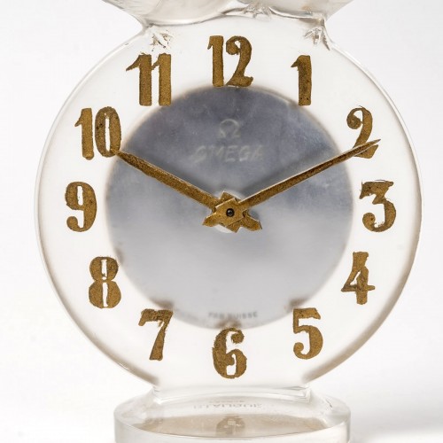 20th century - 1931 René Lalique  Clock Antoinette Omega Mechanical Movement