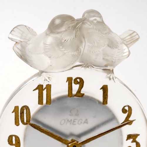 1931 René Lalique  Clock Antoinette Omega Mechanical Movement - Art Déco