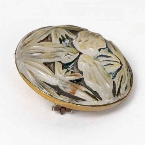 1911 René Lalique Brooch Grenouilles Frogs - Glass & Crystal Style Art nouveau