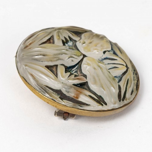 1911 René Lalique - Broche Grenouilles - Verrerie, Cristallerie Style Art nouveau