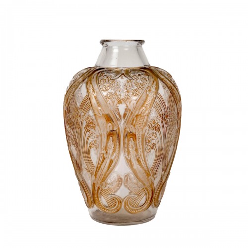 1913 René Lalique - Vase Lezards Et Bluets
