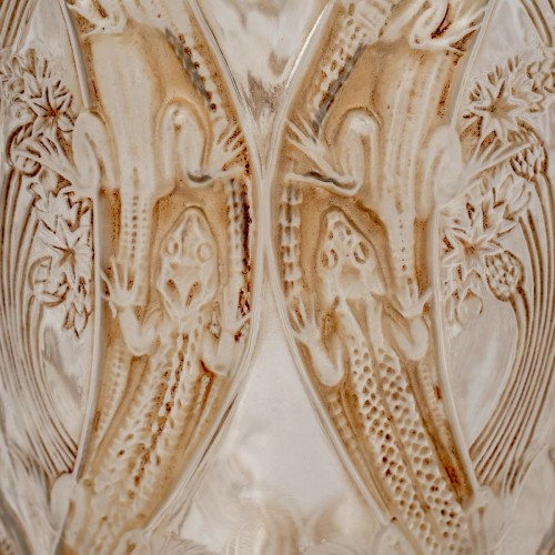 Art nouveau - 1913 René Lalique - Vase Lézards et Bluets