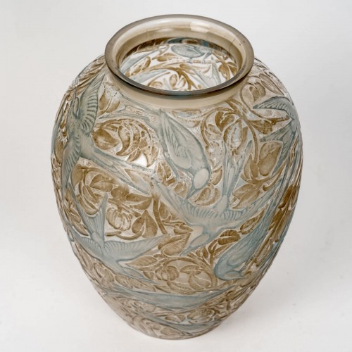 1923 René Lalique - Vase Martin Pêcheurs - Verrerie, Cristallerie Style Art Déco