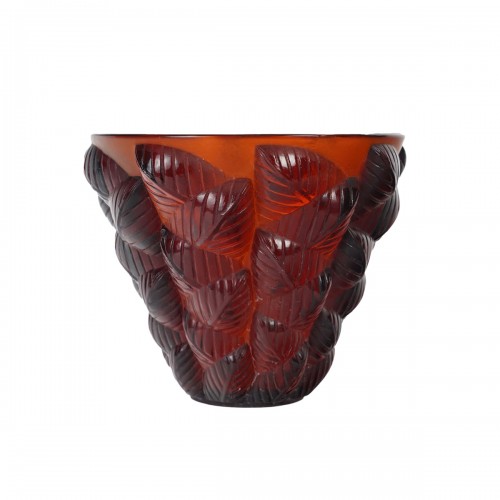 1927 René Lalique - Vase Moissac Rouge Ambré