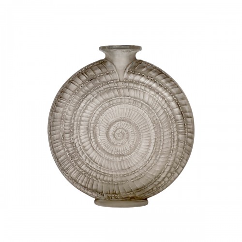 1920 René Lalique - Vase Escargot Verre Blanc Patiné Gris