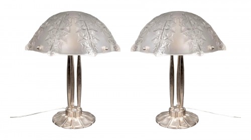 1927 René Lalique - Paire de Lampes "Lierre"