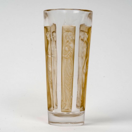 1911 René Lalique - Suite de 4 gobelets verres Six Figurines - Art Déco