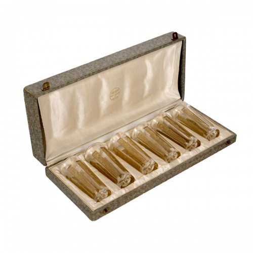 1911 René Lalique - Suite De 6 Gobelets Verres Six Figurines