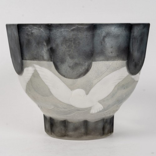 1933 Gabriel Argy Rousseau - Coupe Vase Les Ramiers - Art Déco