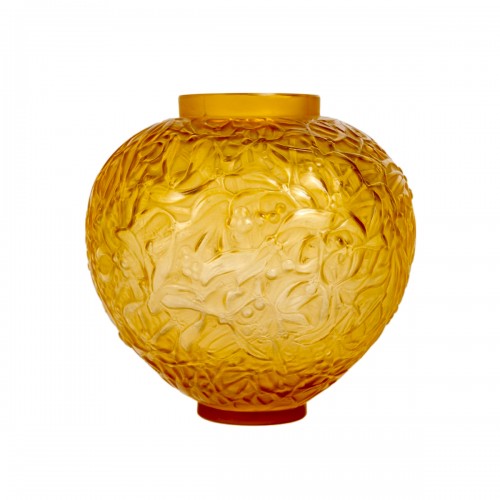 1920 René Lalique - Vase Gui Jaune Ambré