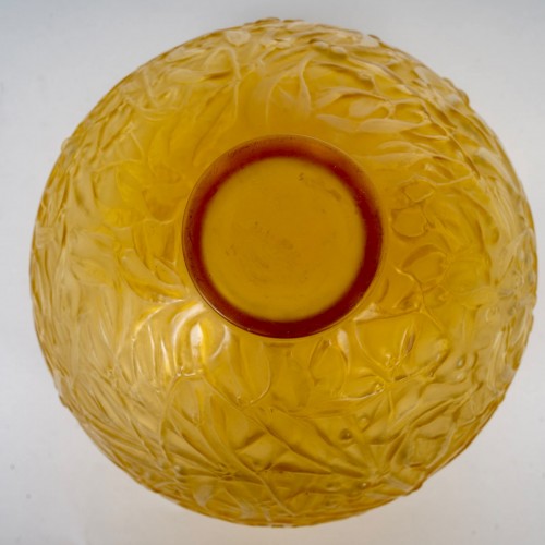 1920 René Lalique - Vase Gui Jaune Ambré - BG Arts