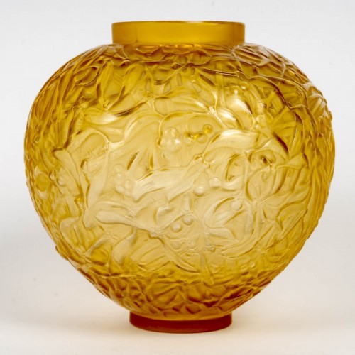 1920 René Lalique - Vase Gui Jaune Ambré - Art Déco