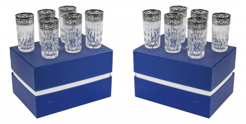 Saint Louis - 12 Gobelets Thistle Cristal Finition Platine