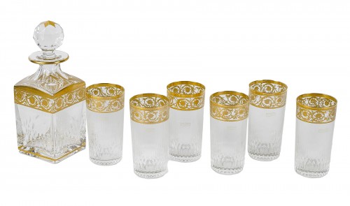 Saint Louis - 6 Gobelets + 1 Carafe Thistle Cristal Or