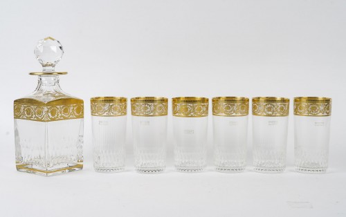 Saint Louis - 6 Gobelets + 1 Carafe Thistle Cristal Or - Argenterie et Arts de la table Style 