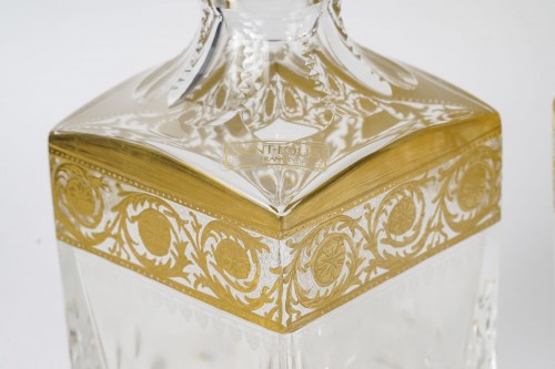 XXe siècle - Saint Louis - 6 Gobelets + 1 Carafe Thistle Cristal Or