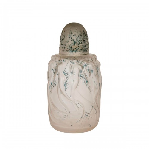 1920 René Lalique - Brûle Parfums Sirènes Verre Blanc Patiné Bleu