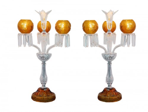Saint-louis - Paire de candélabres Maharadja