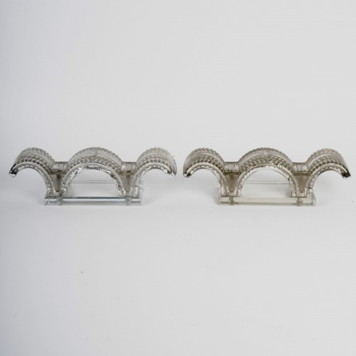1944 René Lalique - Paire De Bougeoirs Porquerolles - Luminaires Style Art Déco