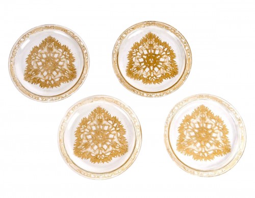 1914 René Lalique - 4 Assiettes Chasse Chiens