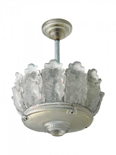 1951 Marc Lalique - Lustre Suspension Chêne