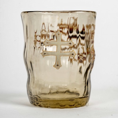 Emile Gallé - 4 Glasses Tumbers Sake Liquor With Thistles - 