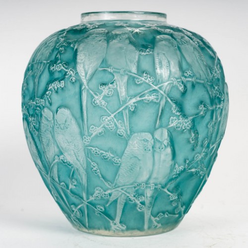 1919 René Lalique - Vase Perruches Parrots - Glass & Crystal Style Art nouveau