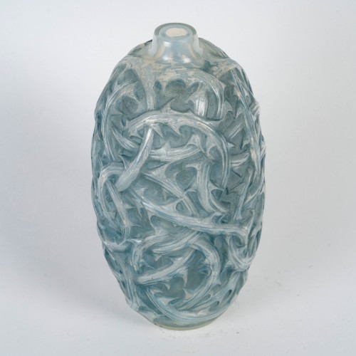 1921 René Lalique - Vase Ronces patiné bleu - Verrerie, Cristallerie Style Art Déco