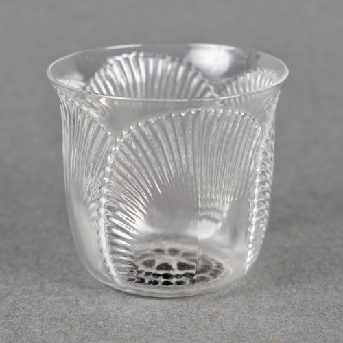 1922 René Lalique - Service Coquelicot Verre Blanc - 6 Verres, 1 Carafe, 1 Plateau - Art Déco