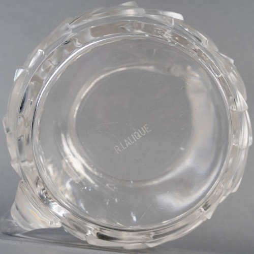 Art Déco - 1931 René Lalique - Service « Blidah » en verre blanc 6 Verres, 1 Carafe, 1 Plateau