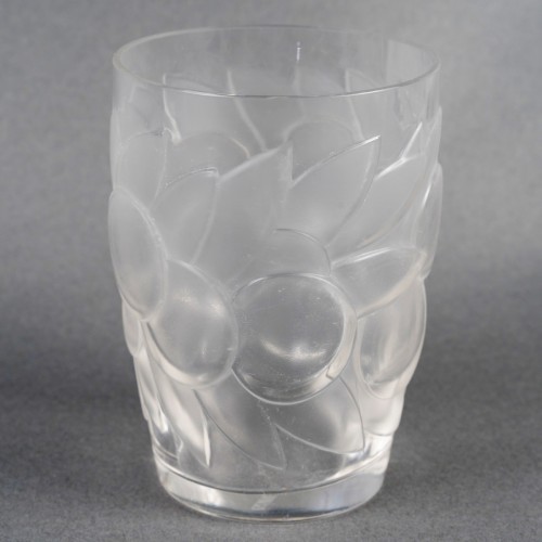 Antiquités - 1931 René Lalique - Service « Blidah » en verre blanc 6 Verres, 1 Carafe, 1 Plateau