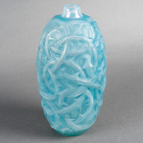 1921 René Lalique - Vase Ronces Patiné Bleu - Verrerie, Cristallerie Style Art Déco