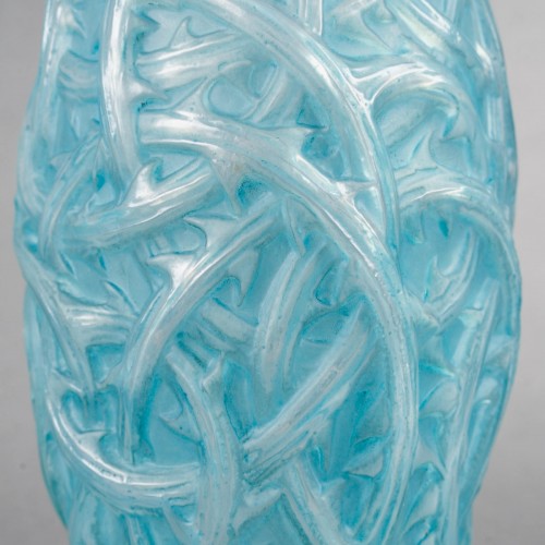 1921 René Lalique - Vase Ronces Patiné Bleu - BG Arts