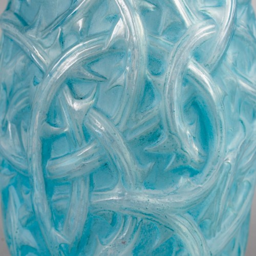 XXe siècle - 1921 René Lalique - Vase Ronces Patiné Bleu