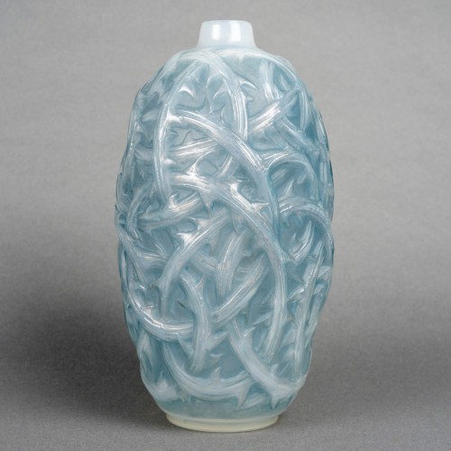 1921 René Lalique - Vase Ronces Patiné Bleu - Verrerie, Cristallerie Style Art Déco