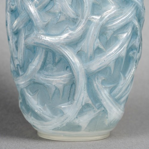 1921 René Lalique - Vase Ronces Patiné Bleu - Art Déco
