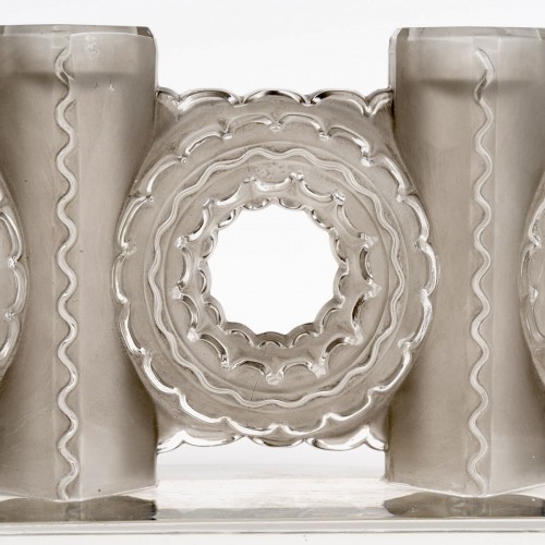 1944 René Lalique - Pair Of Art Deco Candlesticks Bougeoirs - Art Déco