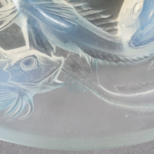 XXe siècle - 1920 René Lalique - Coupe Plat Martigues Poissons Verre Opalescent