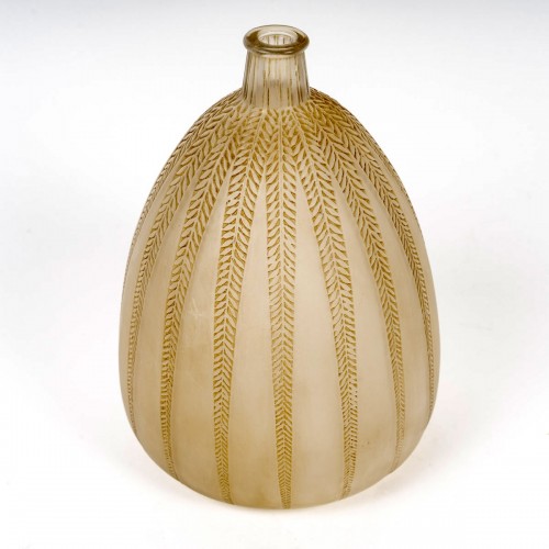 1921 René Lalique - Vase Mimosa Patiné Sépia - Verrerie, Cristallerie Style Art Déco