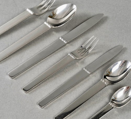 Hermès Paris - Ménagère Art Deco Moderniste Charnière Inox - 91 Pièces - BG Arts