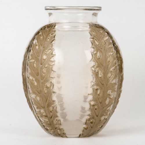 Verrerie, Cristallerie  - 1922 René Lalique - Vase Chardons Verre Blanc Patiné Sépia