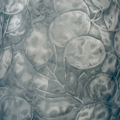 Verrerie, Cristallerie  - 1914 René Lalique - Vase Monnaie Du Pape Verre Blanc Patiné Bleu
