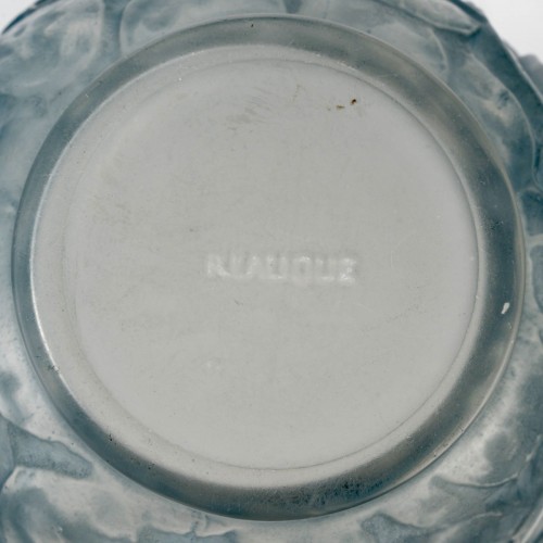 1914 René Lalique - Vase Monnaie Du Pape Verre Blanc Patiné Bleu - BG Arts