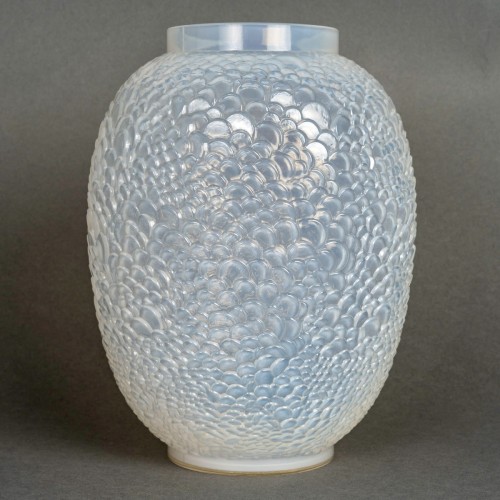 1932 René Lalique - Vase Ecailles Verre Opalescent - Verrerie, Cristallerie Style Art Déco