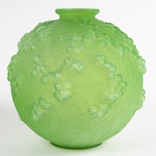 1924 René Lalique - Vase Druide Verre Vert Jade Peppermint - Verrerie, Cristallerie Style Art Déco